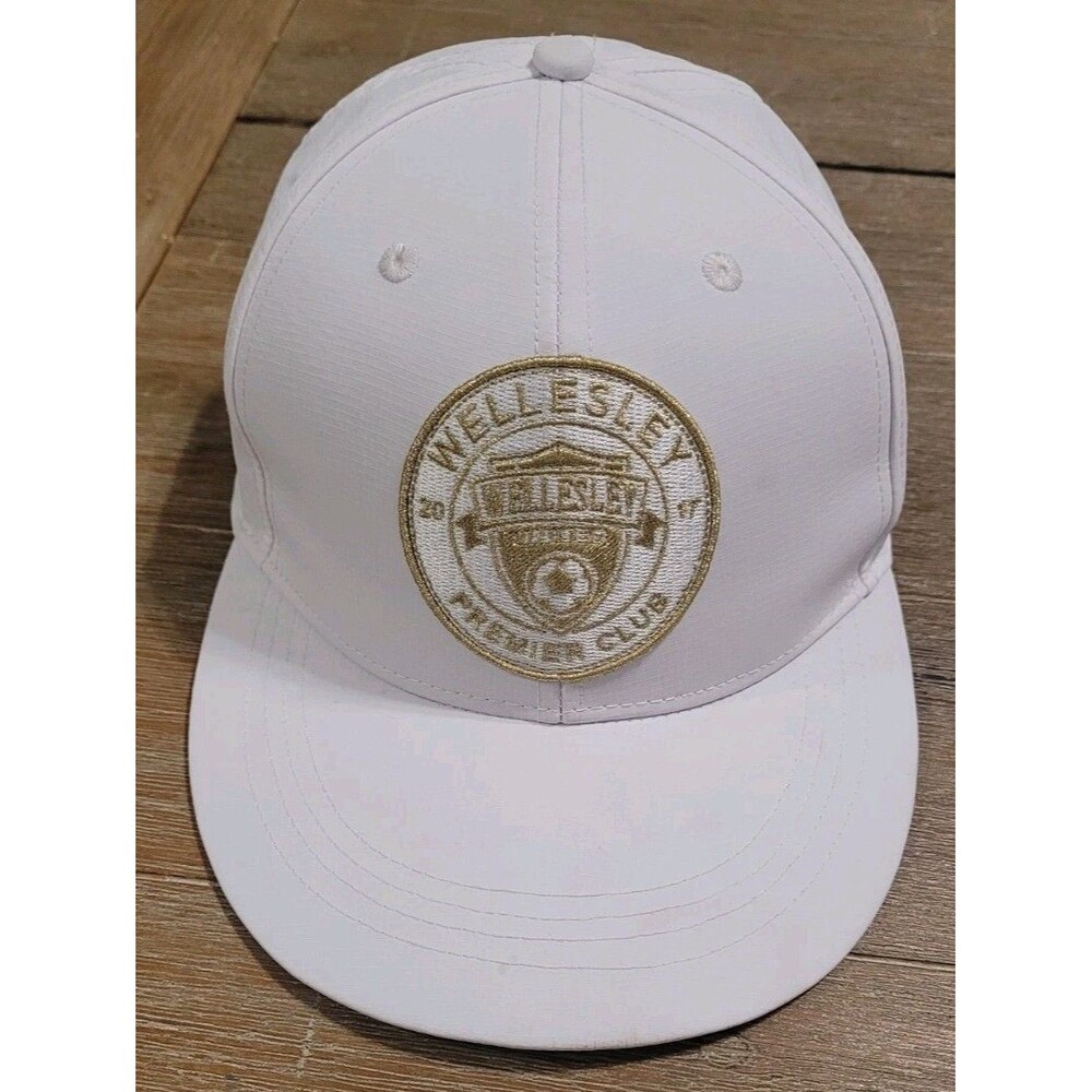 Wellesley Premier Club White Soccer Hat Cap Gold Logo Snapback New England NECSL - Picture 1 of 6